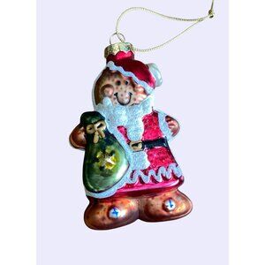 3 Vintage Glass Santa Claus Christmas Ornaments